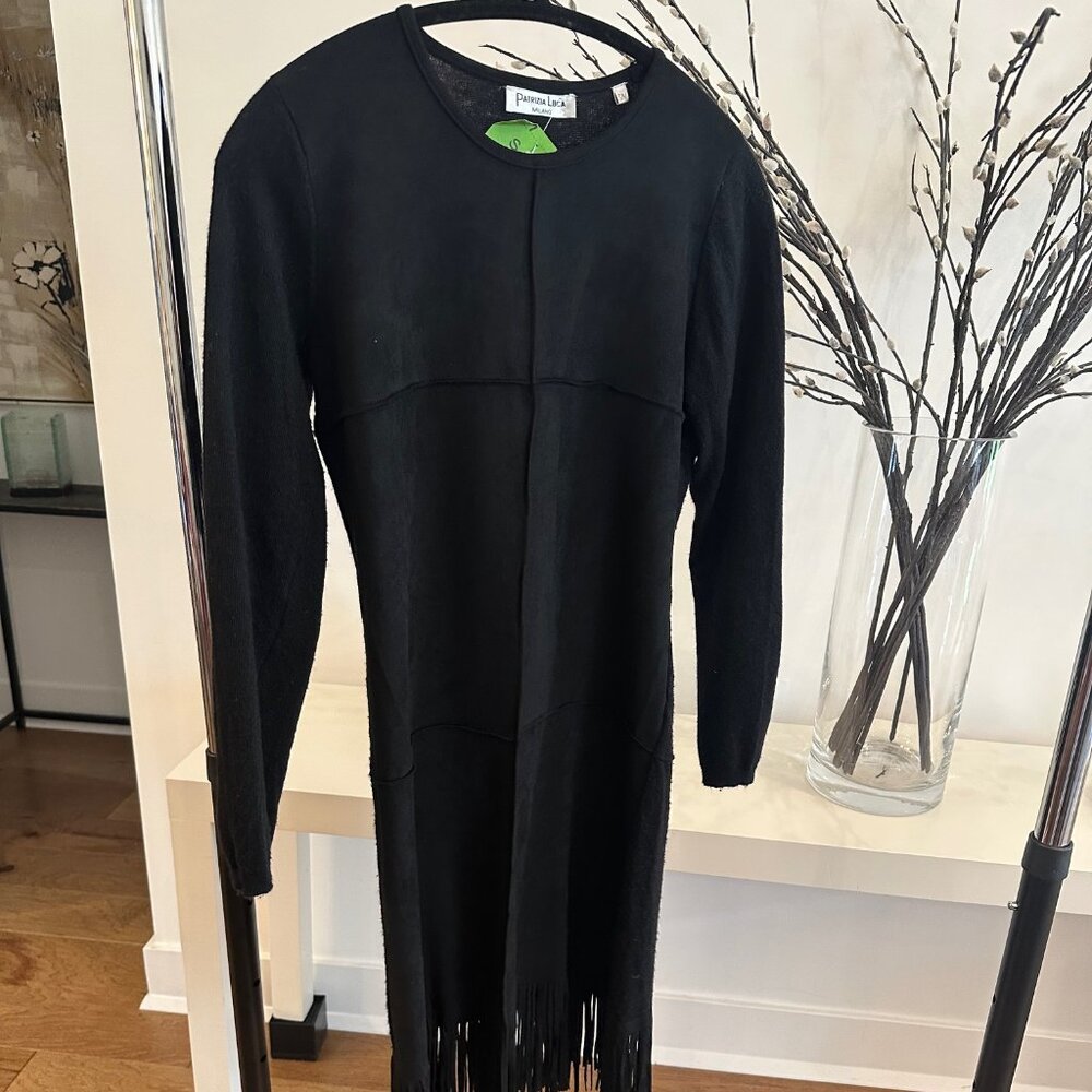 Women's Black Sweater/Suede Dress - Size S/M